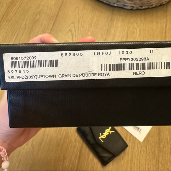 YSL Uptown Flap Card Case Wallet in Grain de Poudre Leather in Nero Black - Picture 8 of 8